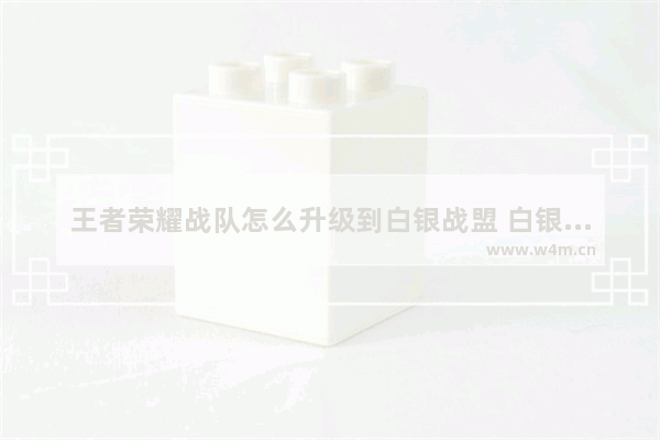 王者荣耀战队怎么升级到白银战盟 白银盟什么意思