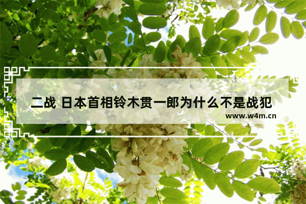 二战 日本首相铃木贯一郎为什么不是战犯 和平精英 学弟