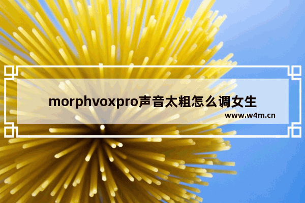 morphvoxpro声音太粗怎么调女生 morphvox pro怎么调至最自然的女性声音 懂的戳