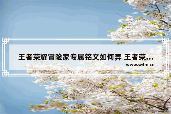 王者荣耀冒险家专属铭文如何弄 王者荣耀冒险专属什么意思