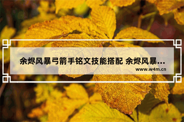 余烬风暴弓箭手铭文技能搭配 余烬风暴战士铭文技能搭配