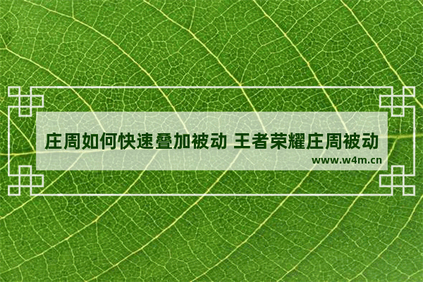 庄周如何快速叠加被动 王者荣耀庄周被动