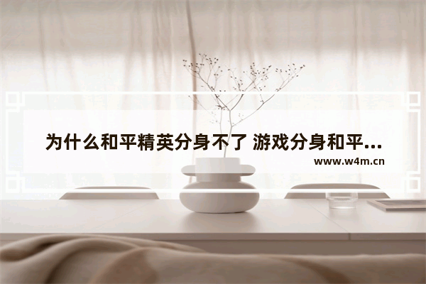 为什么和平精英分身不了 游戏分身和平精英