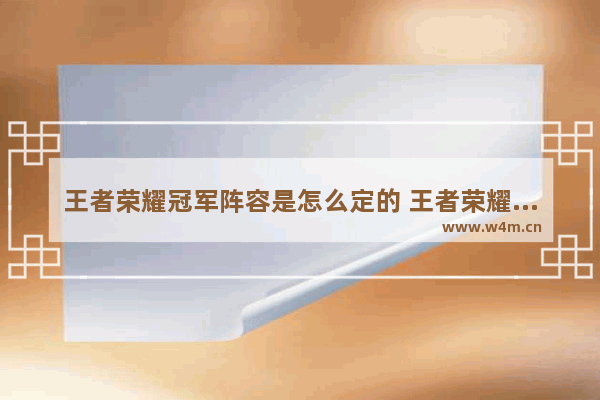 王者荣耀冠军阵容是怎么定的 王者荣耀冠军阵容射手