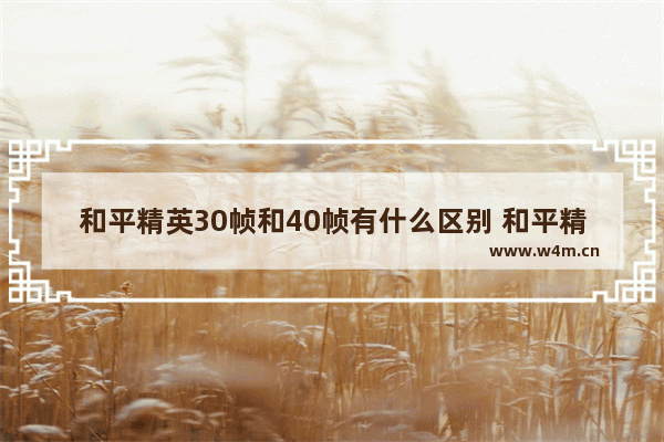 和平精英30帧和40帧有什么区别 和平精英30标志