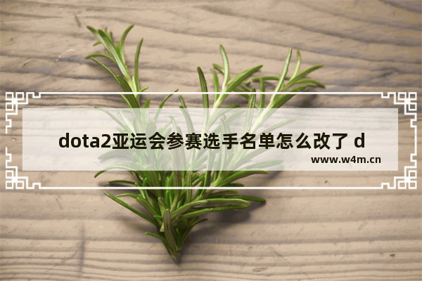 dota2亚运会参赛选手名单怎么改了 dota2成亚运会