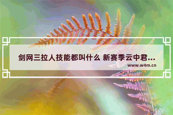 剑网三拉人技能都叫什么 新赛季云中君怎么玩以及连招技巧