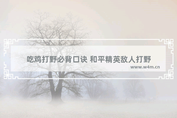 吃鸡打野必背口诀 和平精英敌人打野