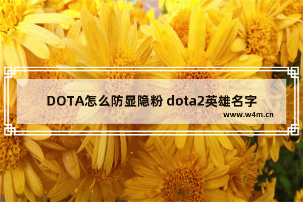 DOTA怎么防显隐粉 dota2英雄名字好听