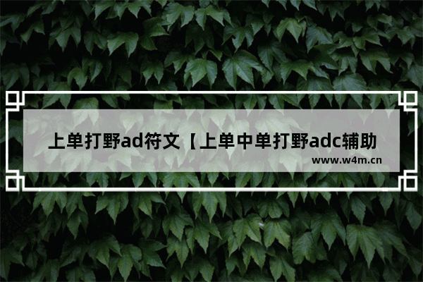 上单打野ad符文【上单中单打野adc辅助文字图片】