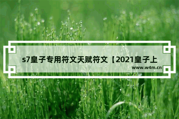 s7皇子专用符文天赋符文【2021皇子上单天赋符文】